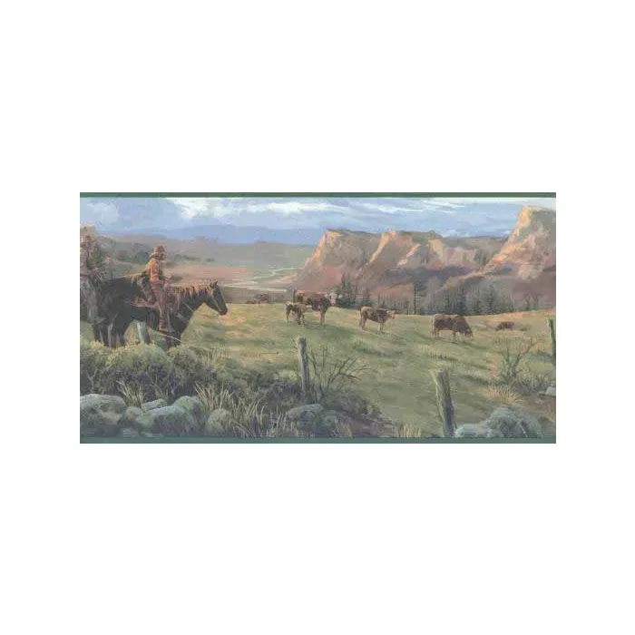 Cattle Roundup Wallpaper Border
