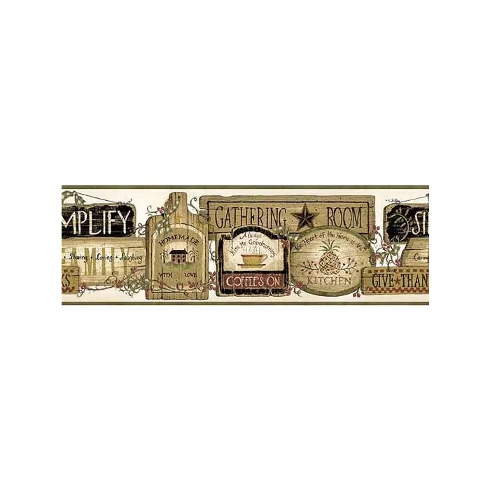 Green Gathering Room Signs Wallpaper Border