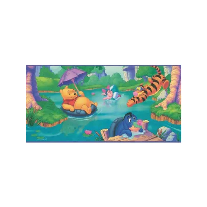 Disneys Pooh and Friends Floating Along Bord Wallpaper Border