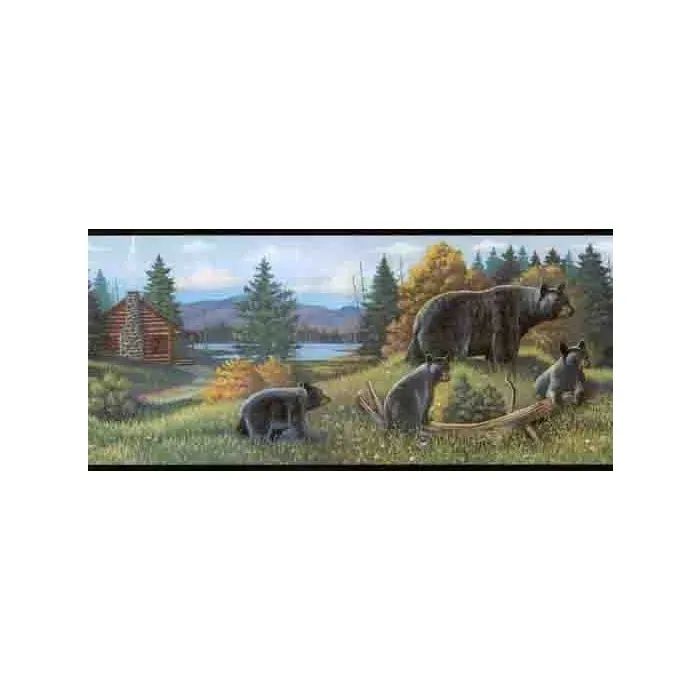 Mama Bear and Her Cubs Wallpaper Border