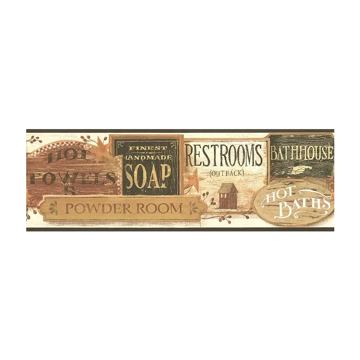All Bathroom Signs Wallpaper Border