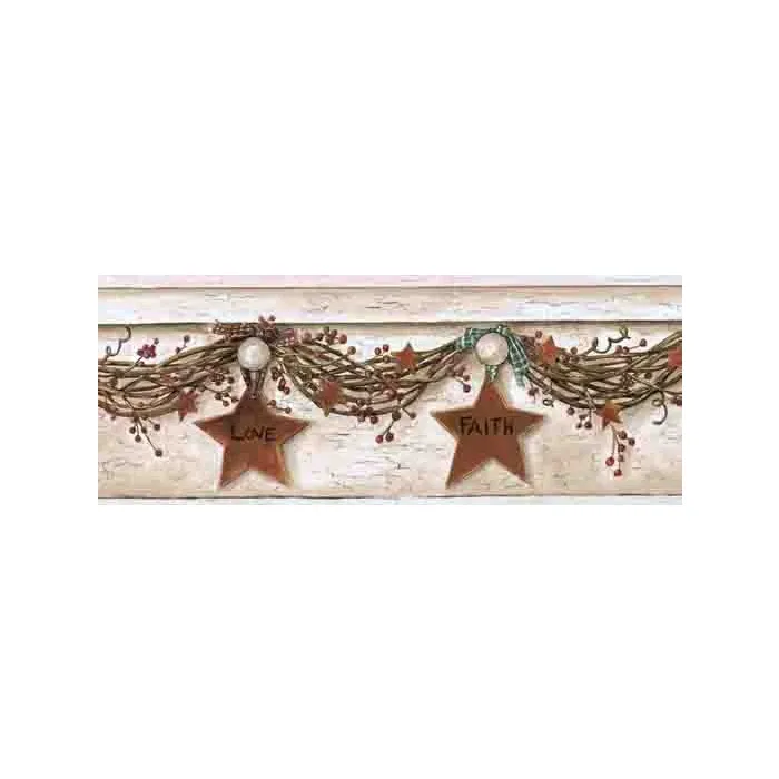 Tags and Barn Stars Wallpaper Border