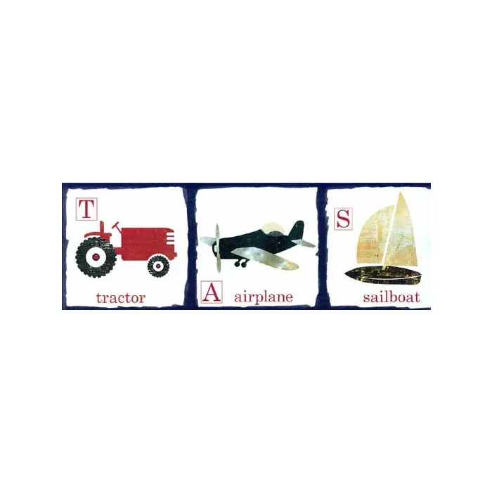Train Tractor Plane Wallpaper Border