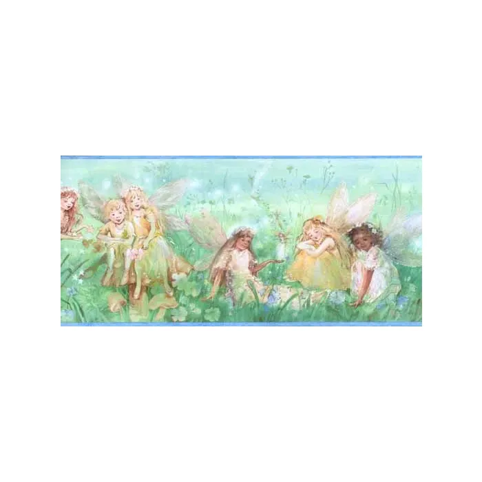 Blue Glitter Fairy Wall Border