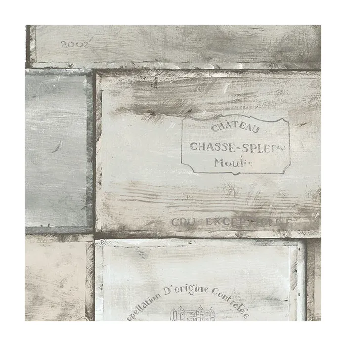 Wine Crates Wallpaper Teal, Beige Norwall Wallcovering CK36613