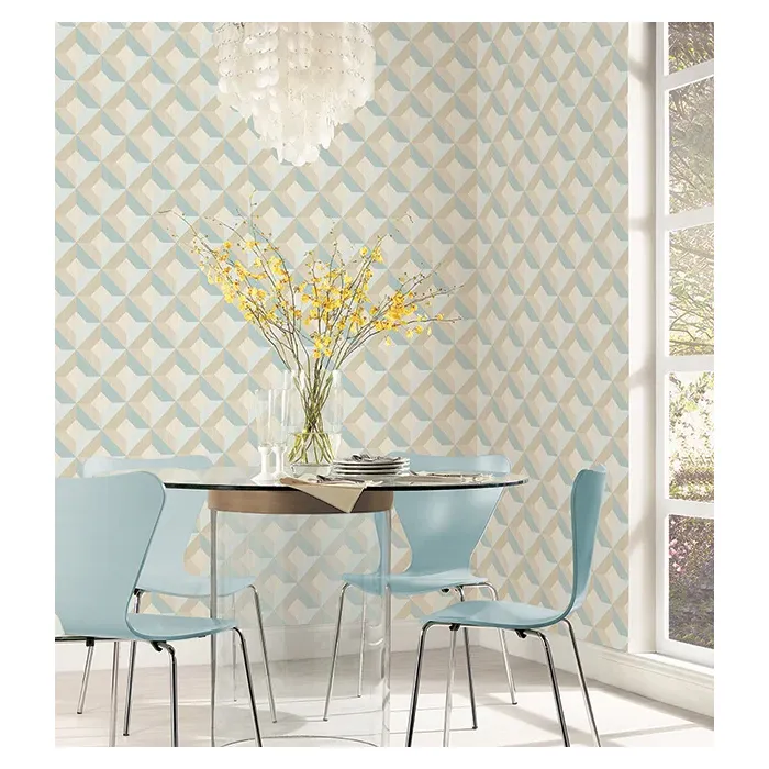 Dimensonal Diamonds Wallpaper Beige, Teal Norwall Wallcovering CK36618