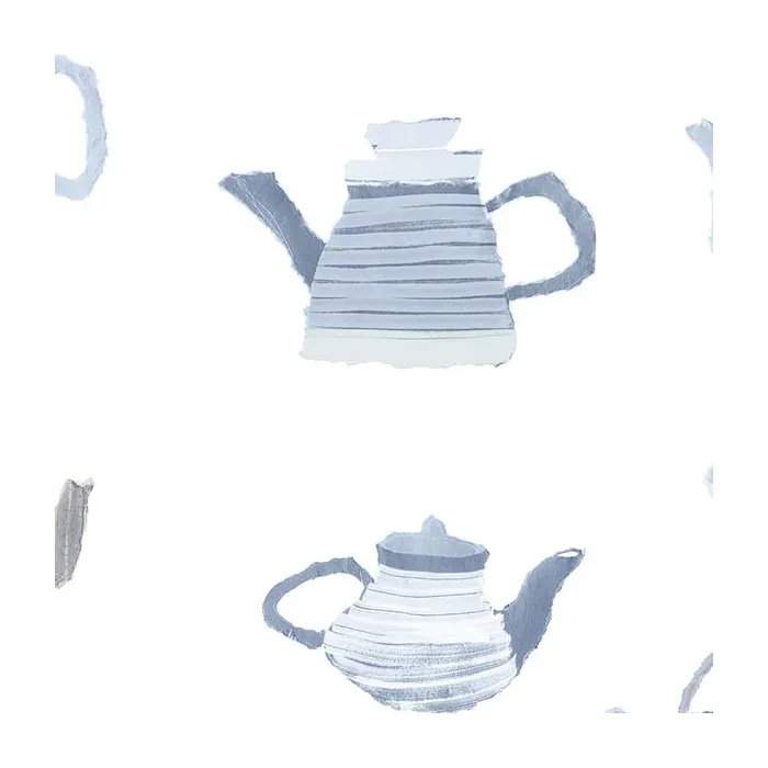 Tea Pots Wallpaper Blue, Beige Norwall Wallcovering CK36635