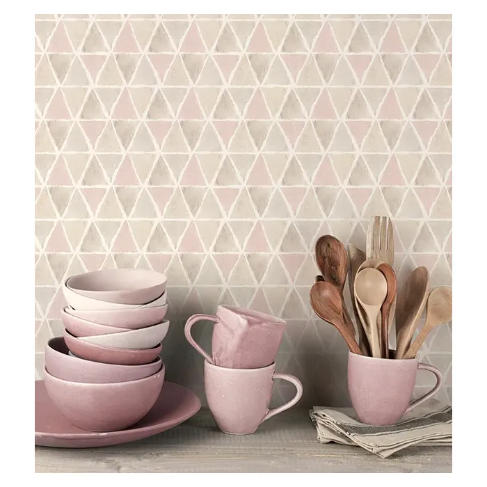 Kitchen Triangle Wallpaper Pink, Grey Norwall Wallcovering CK36636
