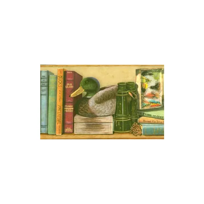 Outdoorsman Duck Decoys & Fishing Lures Bookshelf Wallpaper Border - Chesapeake