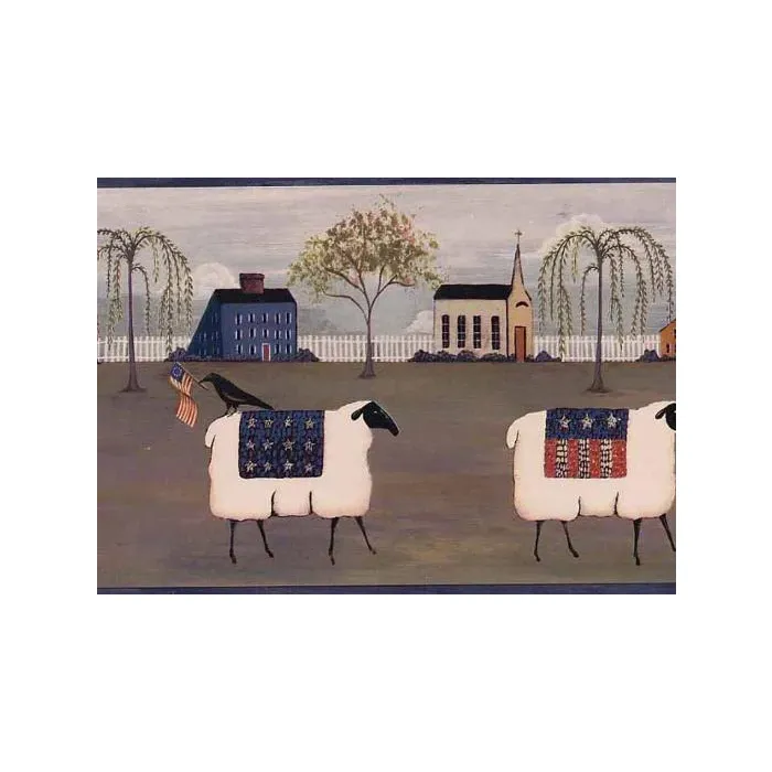 Patriotic Sheep Wallpaper Border