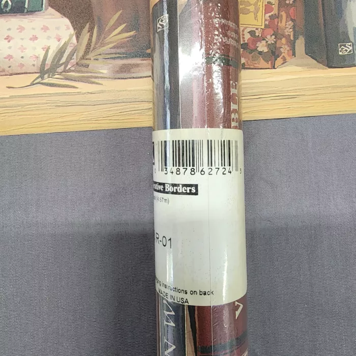 York Wallcoverings Wooden Shelf Recipe Books Olive Oil Candy Boxes Wallpaper Border