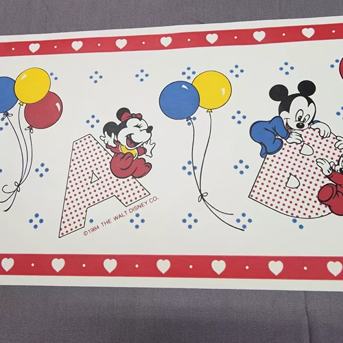 Disney’s Baby Mickey Mouse Wall Border ABC Nursery Gender Neutral Vintage