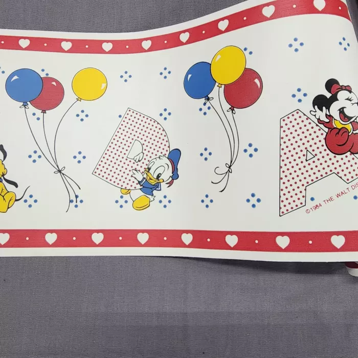 Disney’s Baby Mickey Mouse Wall Border ABC Nursery Gender Neutral Vintage