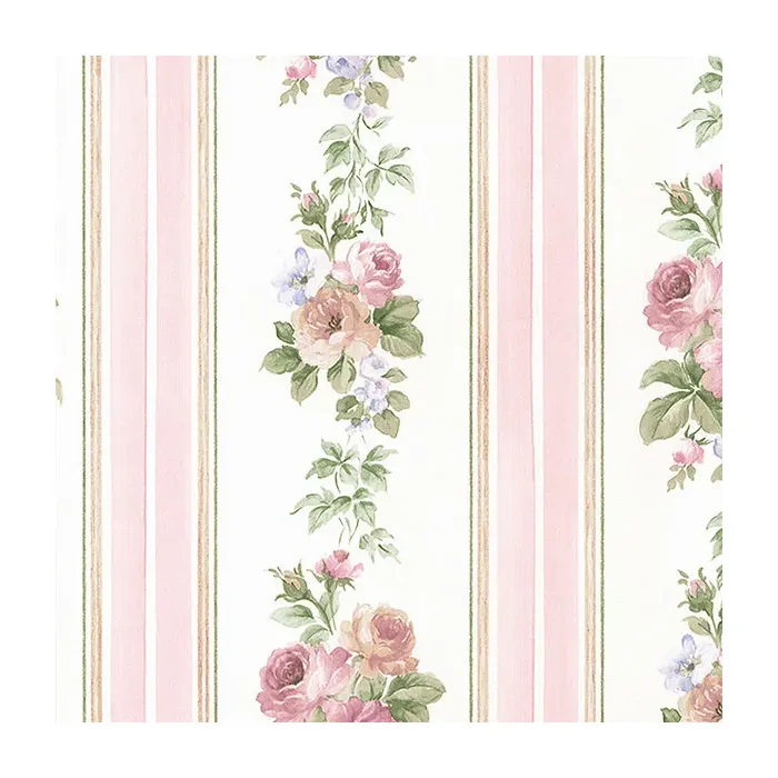 Small Rose Stripe Wallpaper Pink, Blue Norwall Wallcovering CN24639