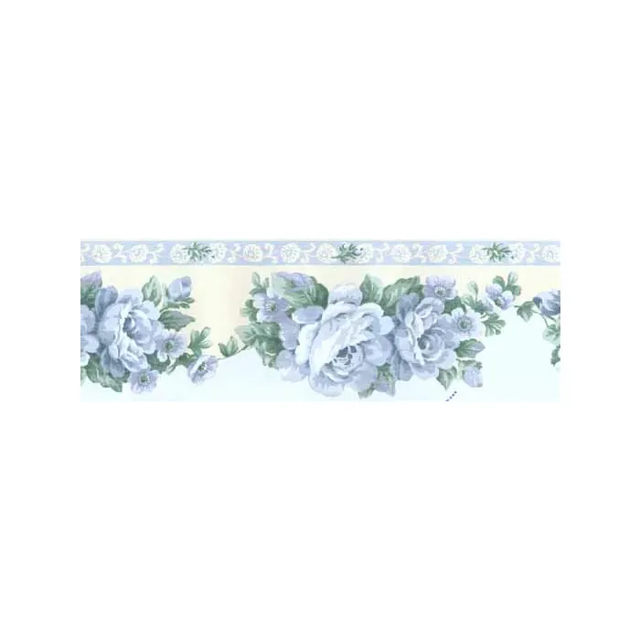 Blue Die Cut Rose Wallpaper Border