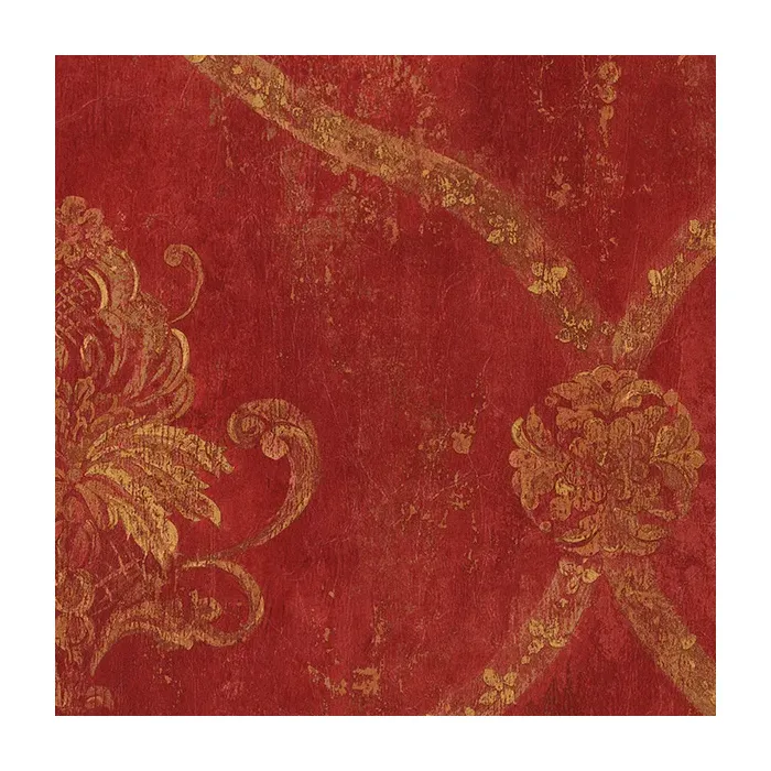 Regal Damask Wallpaper Red, Tan, Ochre, Terra Cotta Norwall Wallcovering CS27328