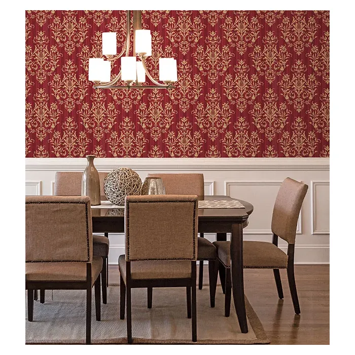 Constantine Wallpaper Red, Metallic Gold Norwall Wallcovering CS27362