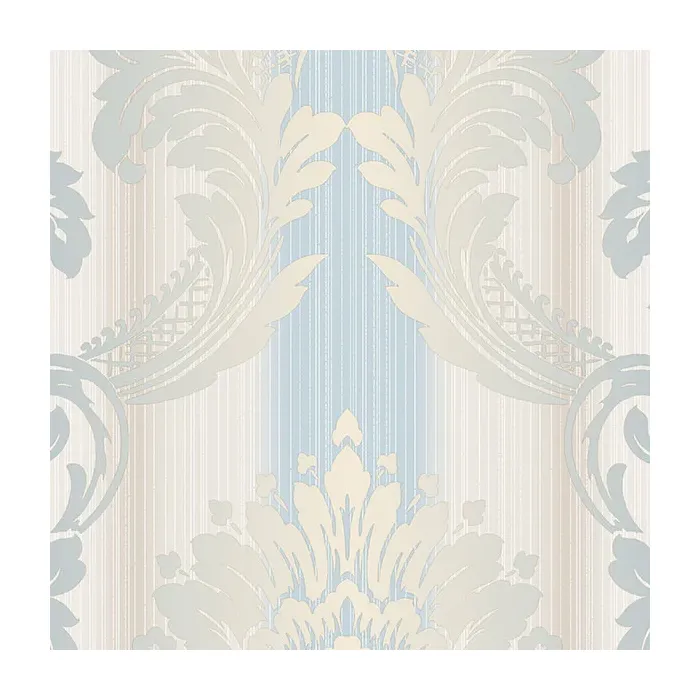 String Damask Wallpaper Blue, Beige, Taupe Norwall Wallcovering CS35606