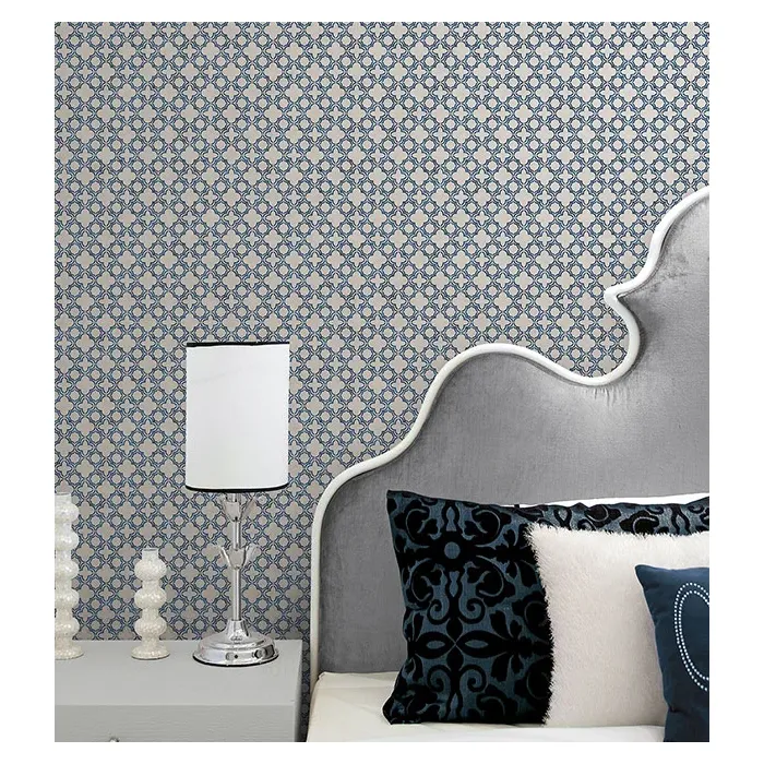 Velvet Mini Wallpaper Metallic Silver, Blue Norwall Wallcovering CS35618