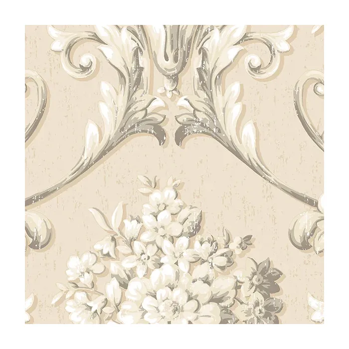 Floral Damask Wallpaper Cream, Beige, Grey Norwall Wallcovering CS35624