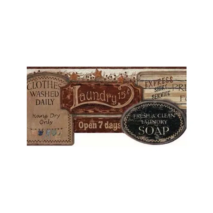 Antique Laundry Room Signs Border- 2 rolls