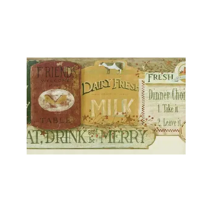 Country Kitchen Signs Wallpaper Border
