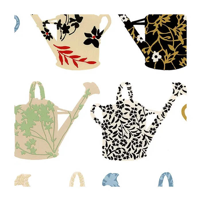 Gardening Pails Wallpaper Red, Blue, Beige Norwall Wallcovering CU25966
