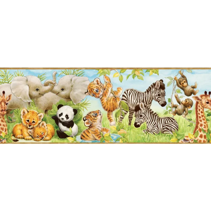 Deirdre Green Jungle Pals Portrait Wallpaper Border Chesapeake BBC83002B