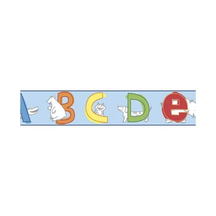 Simple ABC's Animal Alphabet on Blue Mural Blue Edge Wallpaper Border WK6905BD