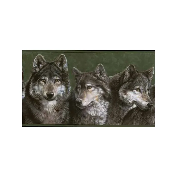Green Wolf Wallpaper Border