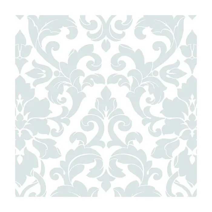 Velvet Damask Wallpaper Aqua, White Norwall Wallcovering DS29714