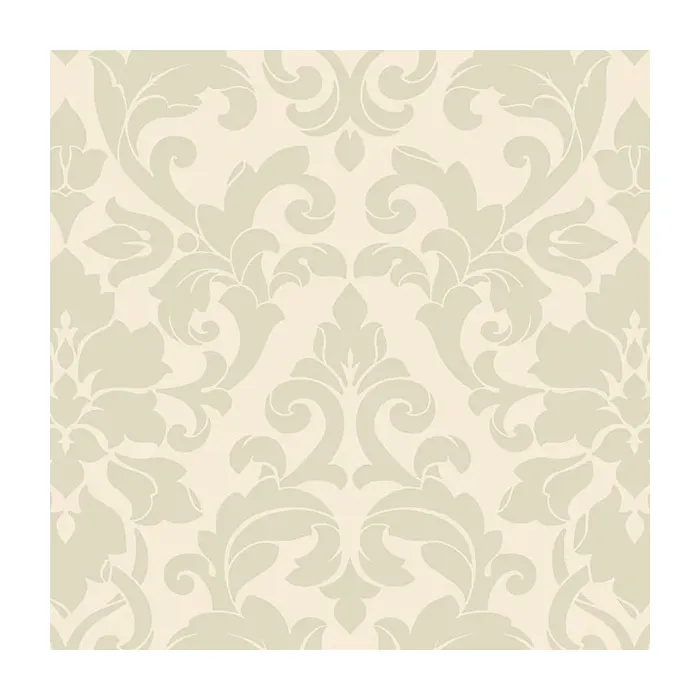 Velvet Damask Wallpaper Green, Cream Norwall Wallcovering DS29715