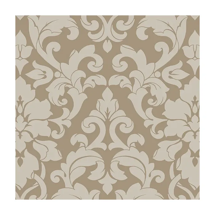 Velvet Damask Wallpaper Taupe, Brown, Metallic Silver Norwall Wallcovering DS29716