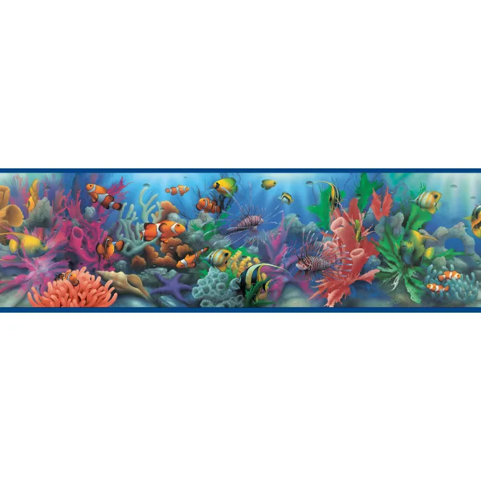 Flip Blue Aquarium Portrait Wallpaper Border Chesapeake BBC92341B