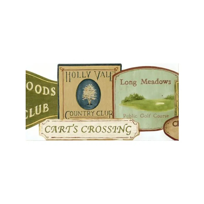 Country Club Golfing Wallpaper Border
