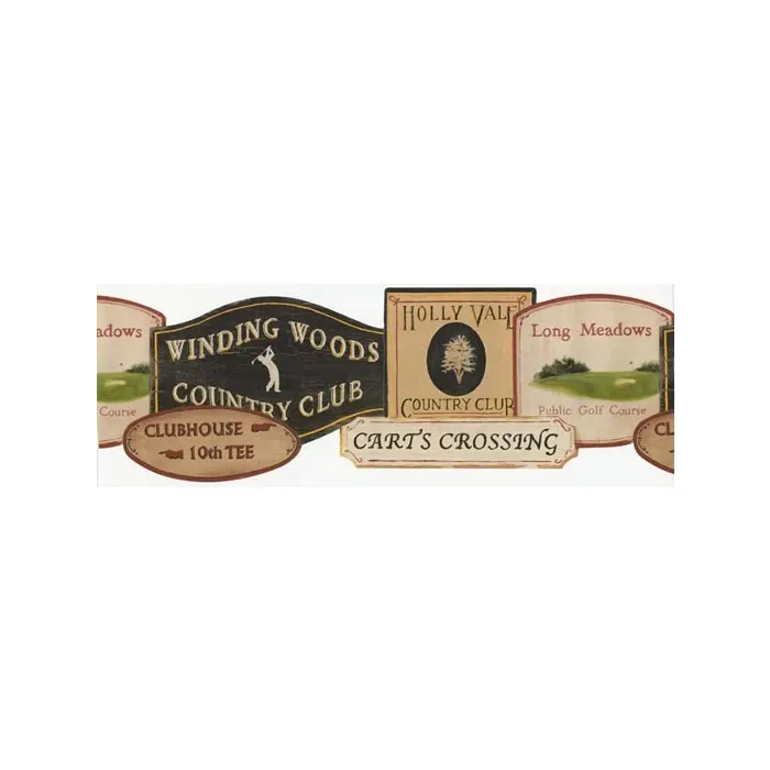 Country Club Golfing Black Wallpaper Border