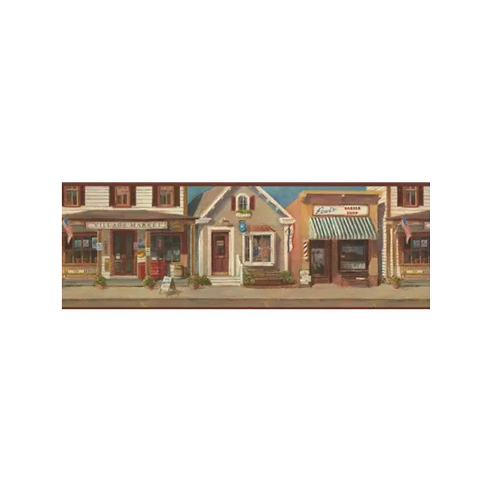 Small Town Main Street Wallpaper Border