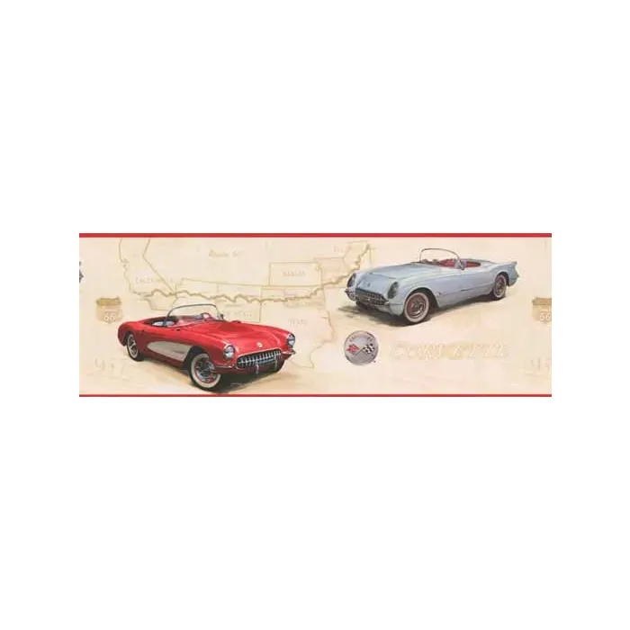 GM Corvette Red Wallpaper Border
