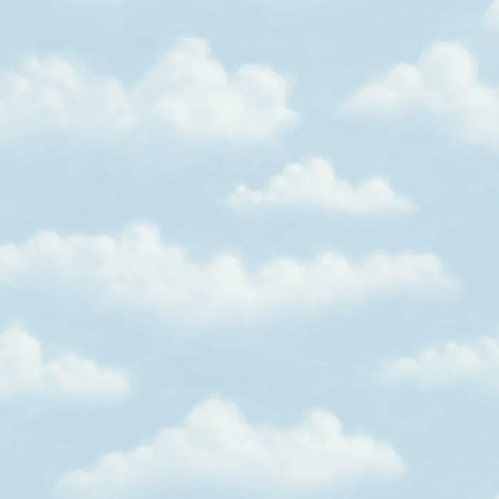 Fluff Blue Faux Puffy Clouds Wallpaper Sidewall Chesapeake BBC47075