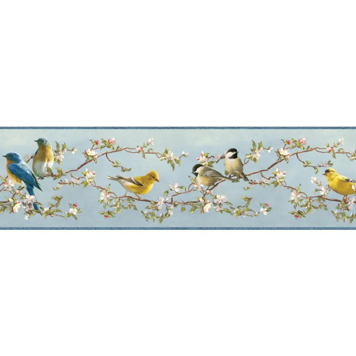 Daphne Blue Songbird Trail Wallpaper Border Chesapeake BBC48511B