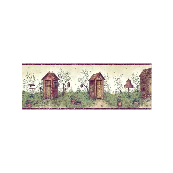 Brown Garden Outhouse Wallpaper Border