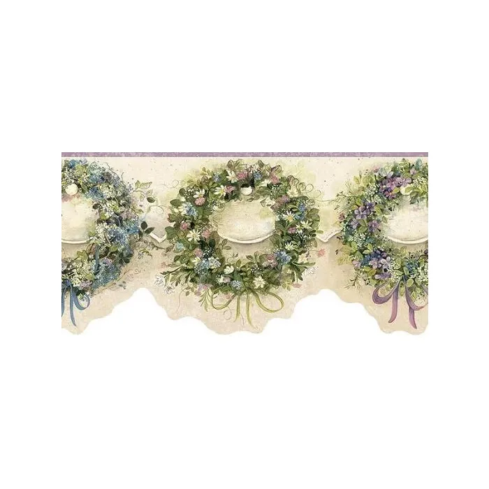 Calico Wreath Wallpaper Border - Chesapeake Wallcovering