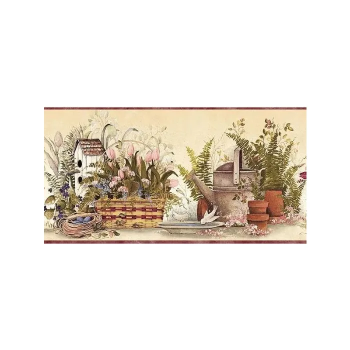 Mauve Garden Gifts Wallpaper Border FAM65083B