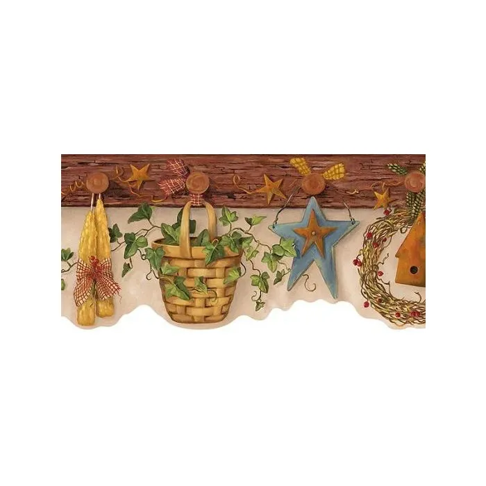 Country Pegboard Wallpaper Border