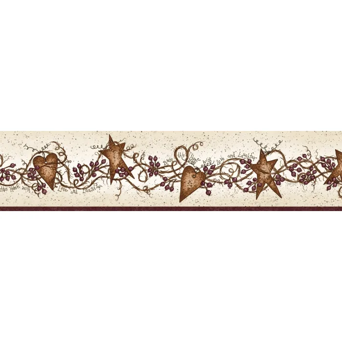 Sassafras Red Curly Stars Trail Wallpaper Border Chesapeake BBC65171B
