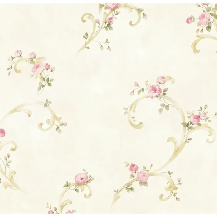 Betty Pink Tearose Acanthus Trail Wallpaper Sidewall Chesapeake BBC77761