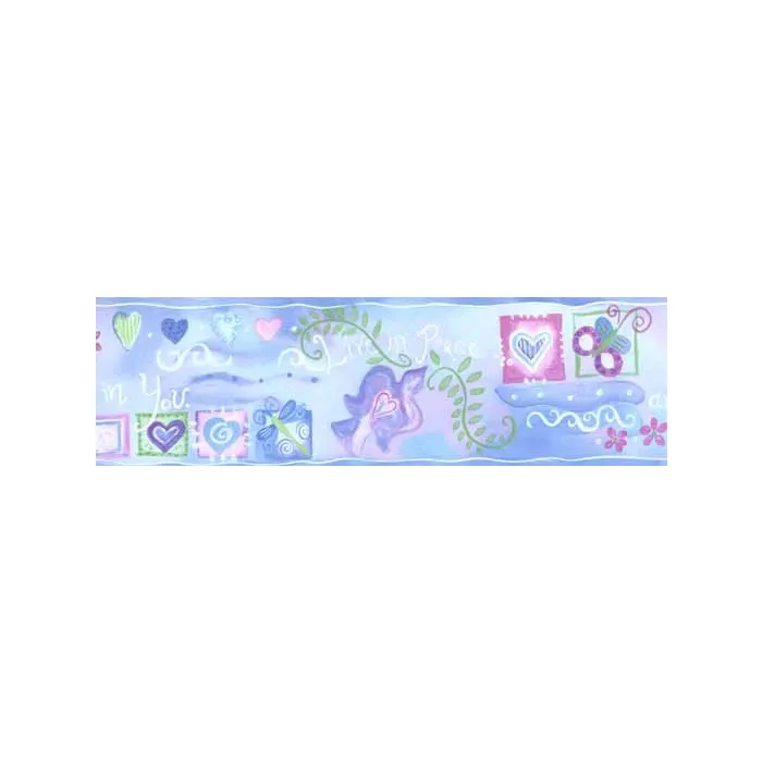 Blue Live In Peace Wallpaper Border