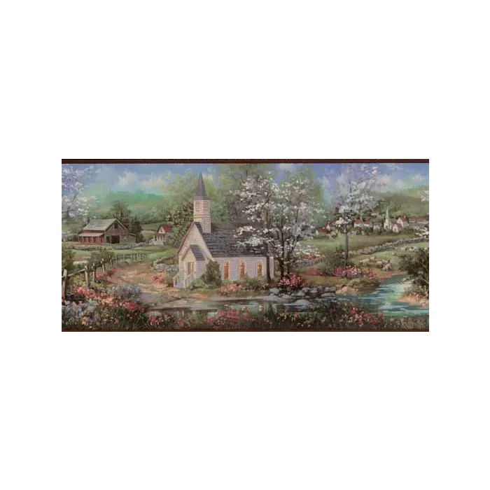 Burgundy Fellowship Lane Wallpaper Border