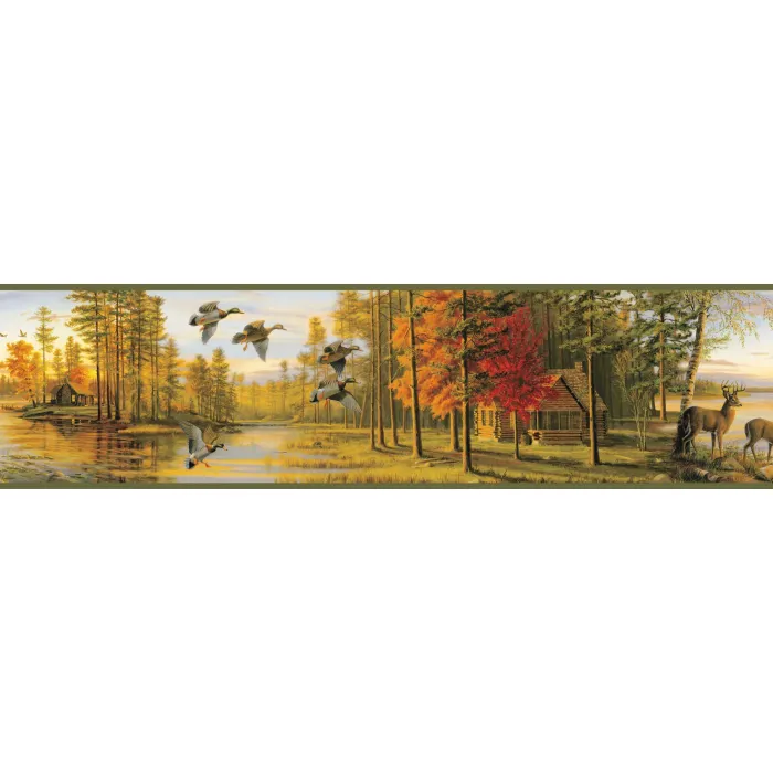 Autumn Green Quiet Evening Portrait Wallpaper Border Chesapeake BBC35541B