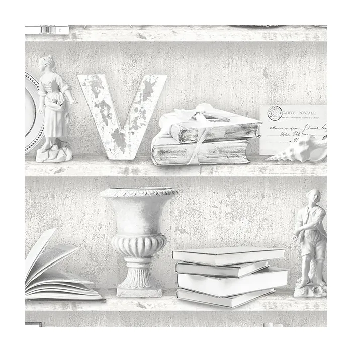 Curio Cabinet Wallpaper Blue, Grey, Black, Pepper Norwall Wallcovering FH37505